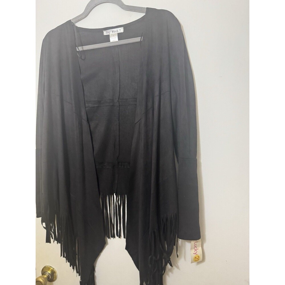 NWT Women’s Black Fringe Suede Cardigan Size Medium